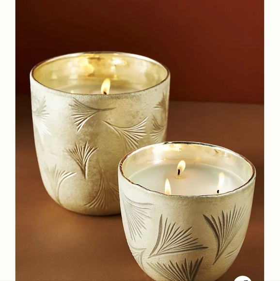 Autumn Splendor Glass Gold Gilded Forest Fern Scented Candle - Thumbnail 3